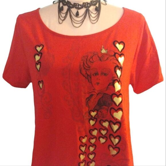 Disney Y2K Queen of Hearts Alice In Wonderland Short Sleeve Top XL - Picture 4 of 11
